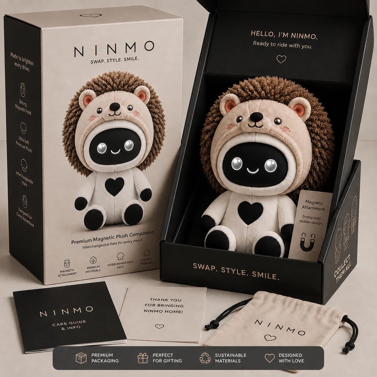 Concept packaging presentation for the Pearl White Edition, including open box and accessories